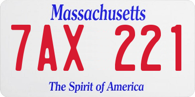 MA license plate 7AX221