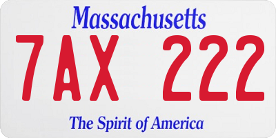MA license plate 7AX222