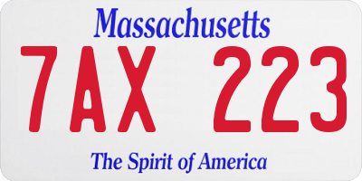 MA license plate 7AX223