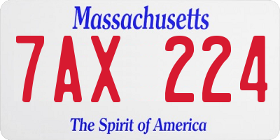 MA license plate 7AX224