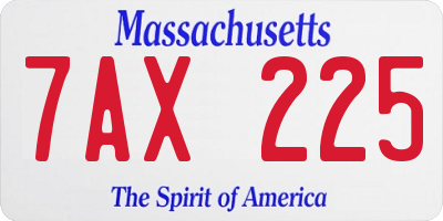 MA license plate 7AX225