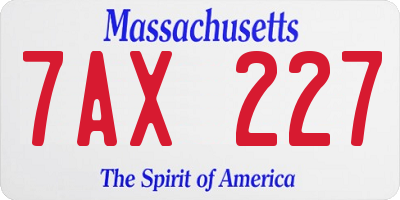 MA license plate 7AX227