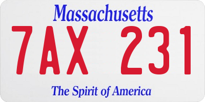 MA license plate 7AX231