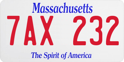 MA license plate 7AX232