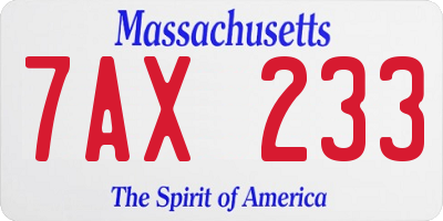 MA license plate 7AX233