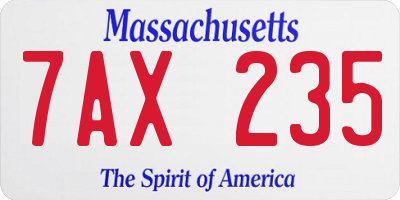 MA license plate 7AX235