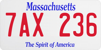 MA license plate 7AX236
