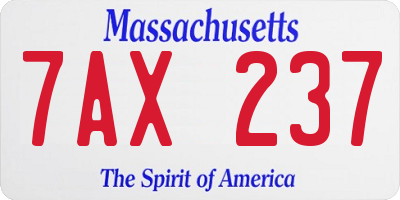 MA license plate 7AX237