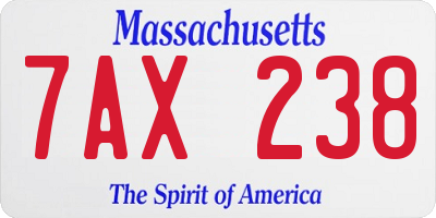 MA license plate 7AX238