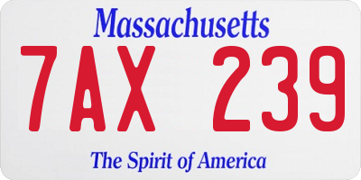 MA license plate 7AX239