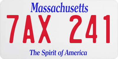 MA license plate 7AX241