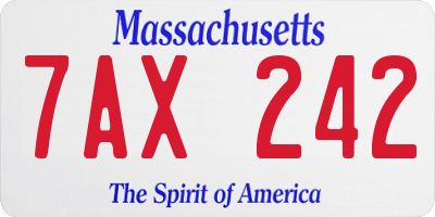MA license plate 7AX242