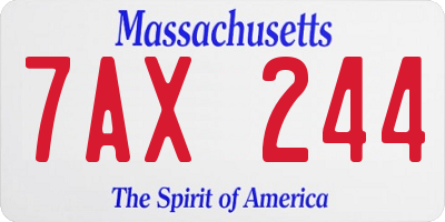 MA license plate 7AX244