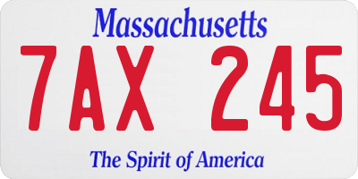 MA license plate 7AX245