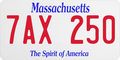 MA license plate 7AX250
