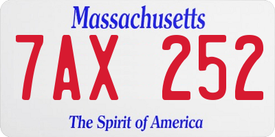 MA license plate 7AX252