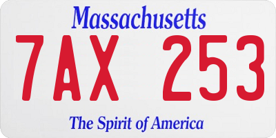 MA license plate 7AX253