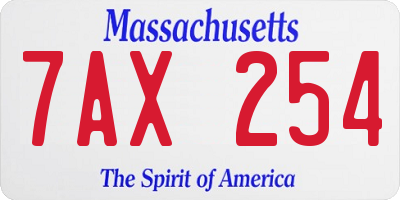 MA license plate 7AX254