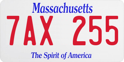 MA license plate 7AX255