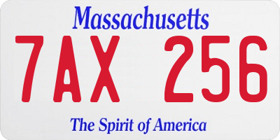 MA license plate 7AX256