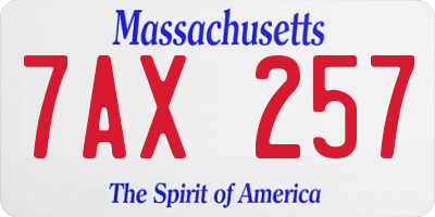 MA license plate 7AX257