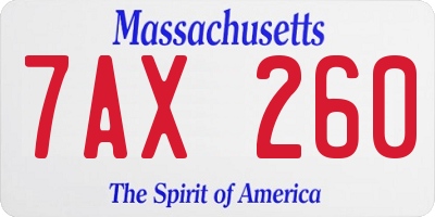 MA license plate 7AX260