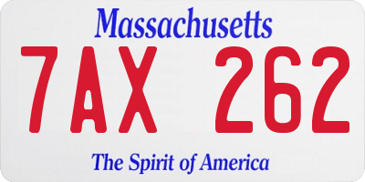 MA license plate 7AX262