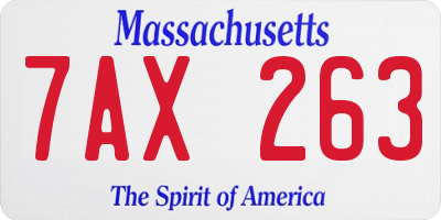 MA license plate 7AX263