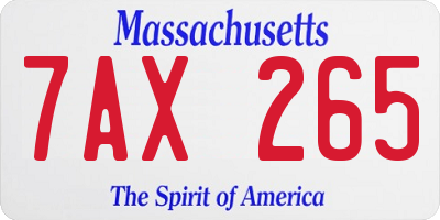 MA license plate 7AX265