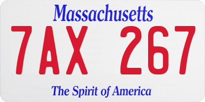 MA license plate 7AX267