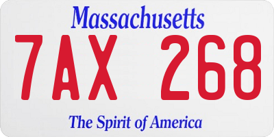 MA license plate 7AX268