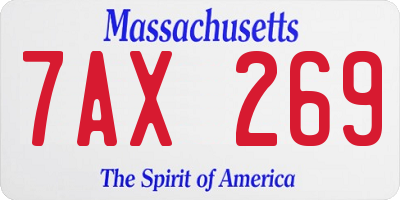 MA license plate 7AX269