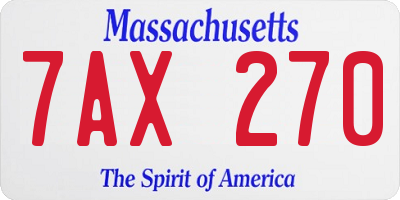 MA license plate 7AX270
