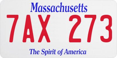 MA license plate 7AX273