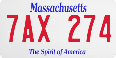 MA license plate 7AX274