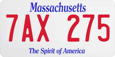 MA license plate 7AX275