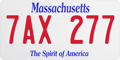 MA license plate 7AX277