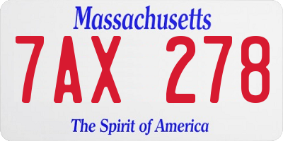 MA license plate 7AX278
