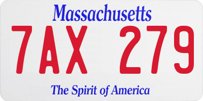 MA license plate 7AX279