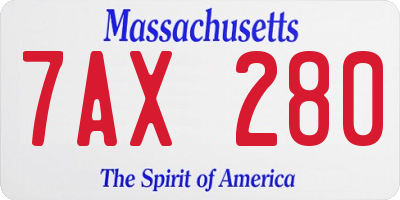 MA license plate 7AX280