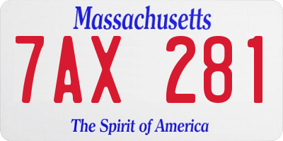 MA license plate 7AX281
