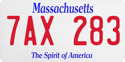 MA license plate 7AX283