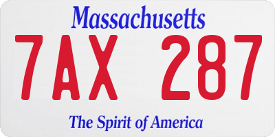 MA license plate 7AX287