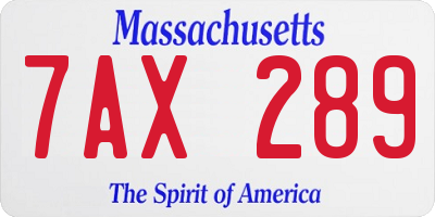 MA license plate 7AX289