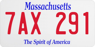 MA license plate 7AX291