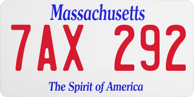 MA license plate 7AX292