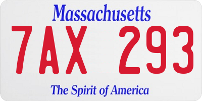 MA license plate 7AX293