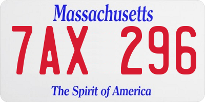 MA license plate 7AX296