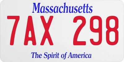 MA license plate 7AX298