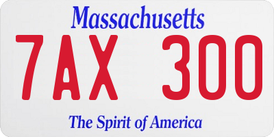MA license plate 7AX300